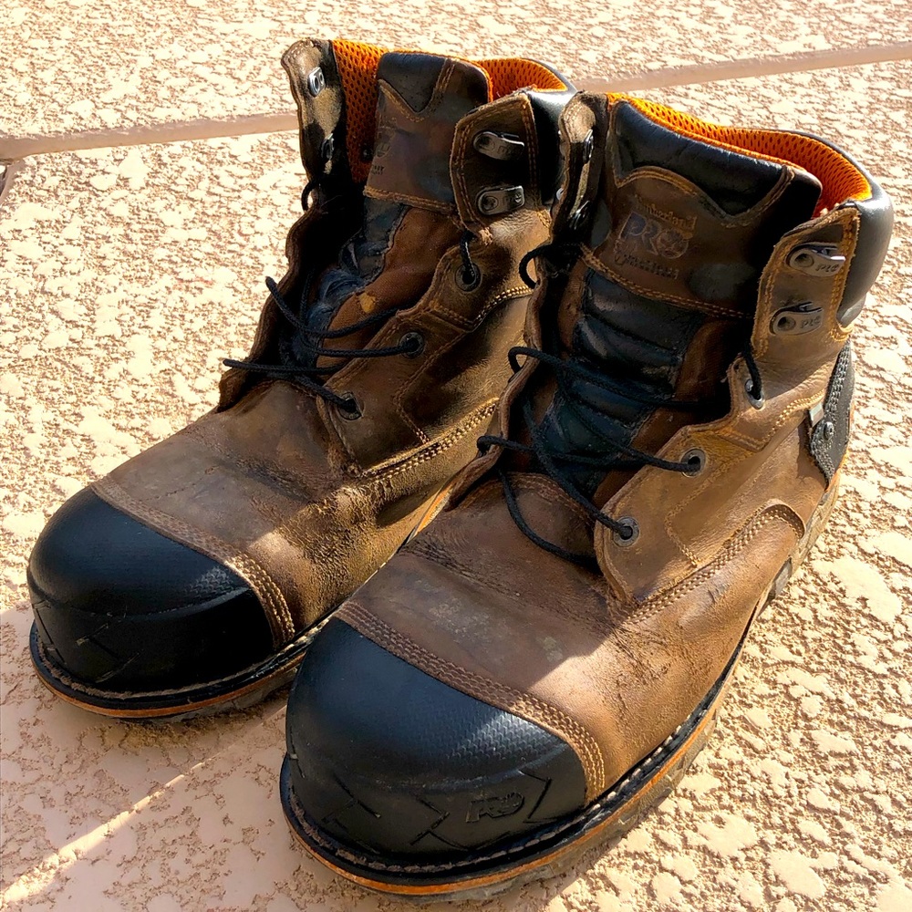 Timberland Work Boots Pro260 Mens 14M Brown Leather Waterproof Composite Toe